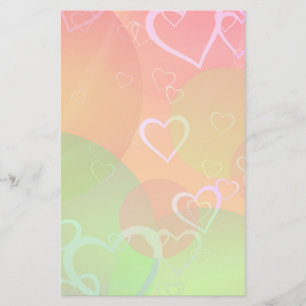 Colourful Hearts and Balloons Abstract Design Stationery