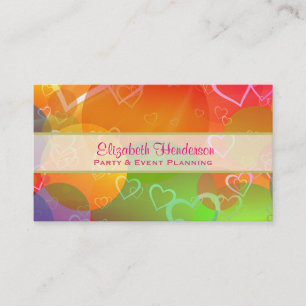 Colourful Hearts and Balloons Pattern Business Card