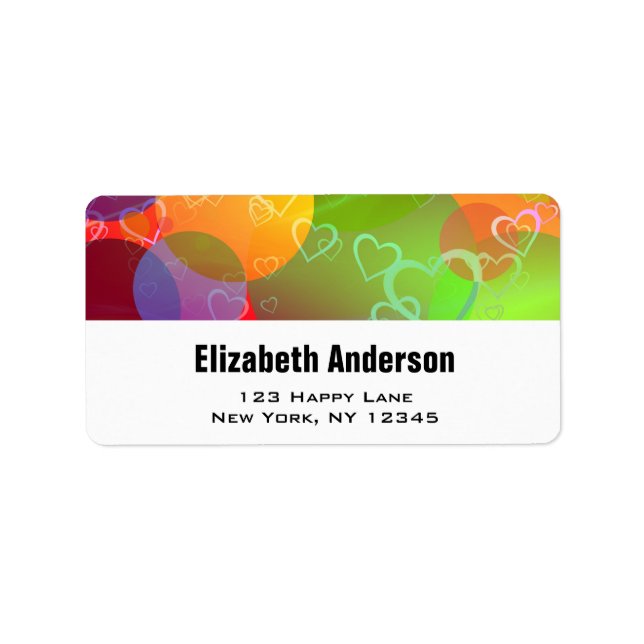 Colourful Hearts and Balloons Pattern Label (Front)
