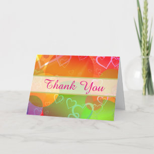 Colourful Hearts and Balloons Pattern Thank You Card