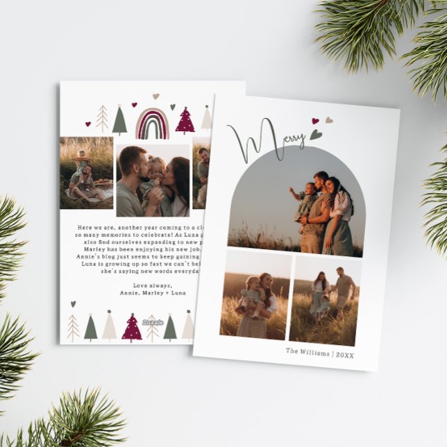 Colourful Hearts Arch Merry Six Photo Christmas  Holiday Card (Creator Uploaded)