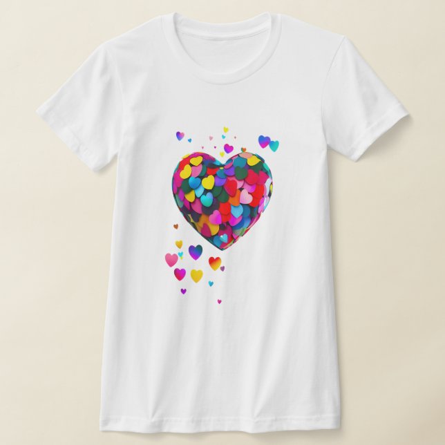 Colourful hearts, beautiful and cute  T-Shirt (Laydown)