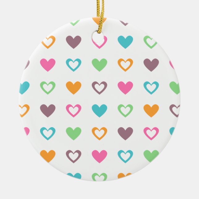 colourful hearts ceramic tree decoration (Front)
