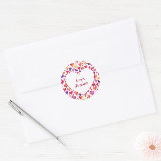 Colourful Hearts Classroom Valentine's Day Classic Round Sticker