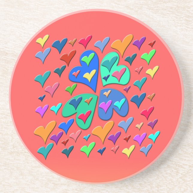 Colourful Hearts Coaster (Front)