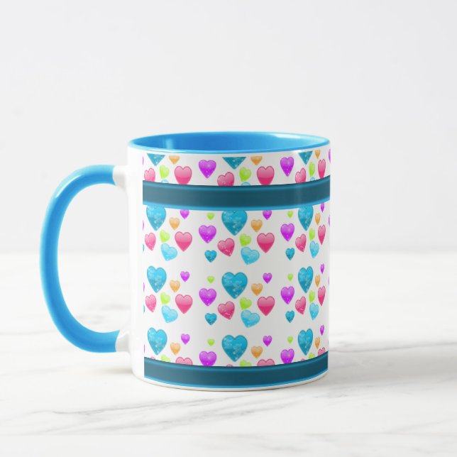 COLOURFUL HEARTS COFFEE MUG (Left)
