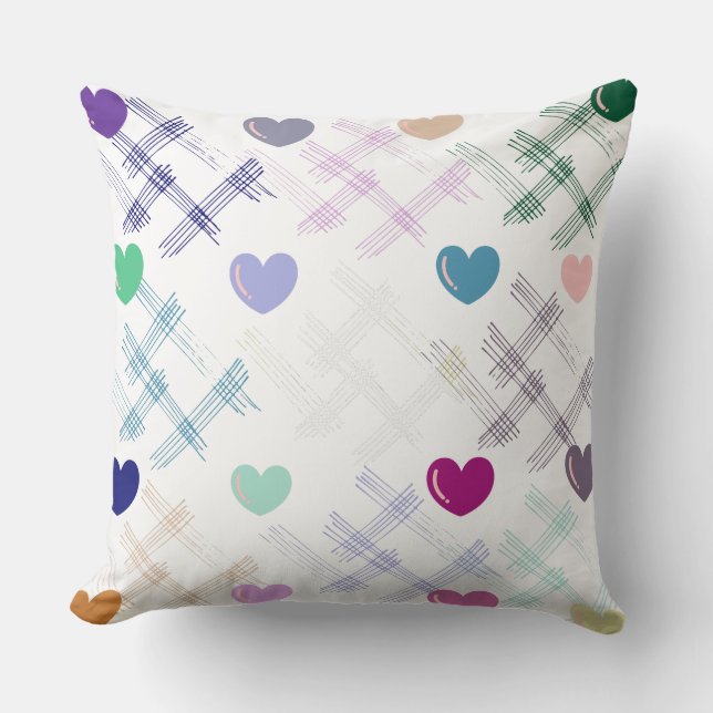 colourful hearts  cushion (Front)