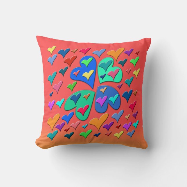 Colourful Hearts Cushion (Front)