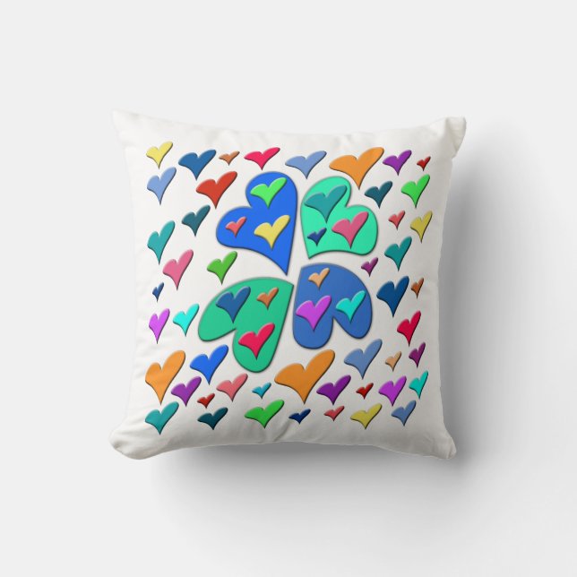 Colourful Hearts Cushion (Front)