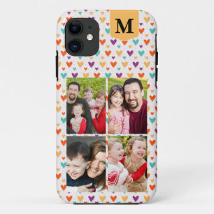  Colourful Hearts Custom Monogram 4-Photos  Case-Mate iPhone Case