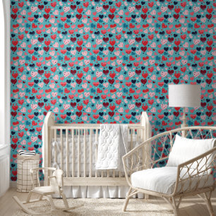 Colourful Hearts Cute Pattern Wallpaper