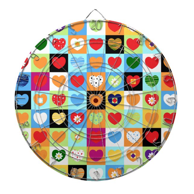 Colourful hearts dartboard (Front)