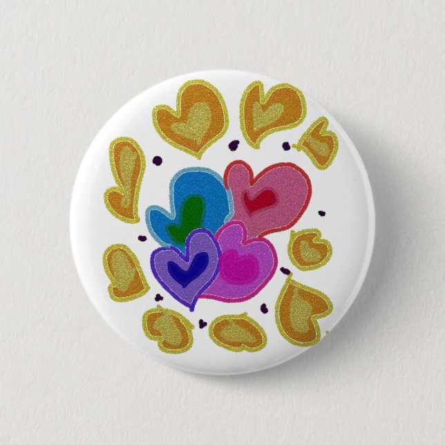 Colourful Hearts Design 6 Cm Round Badge (Front)