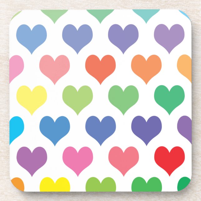Colourful hearts design coaster (Front)