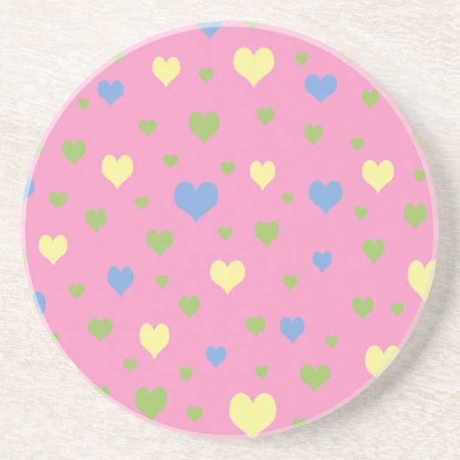 Colourful hearts design coaster (Front)