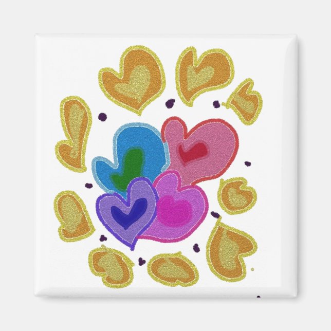 Colourful Hearts Design Magnet (Front)