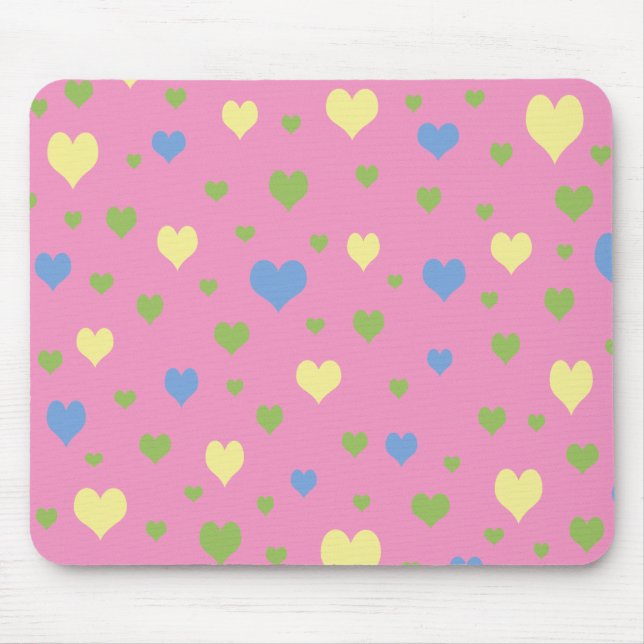 Colourful hearts design mouse pad (Front)