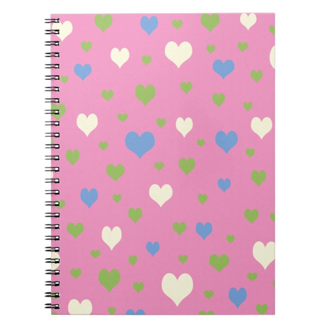 Colourful hearts design spiral notebook (Front)