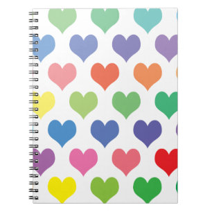 Colourful hearts design spiral notebook