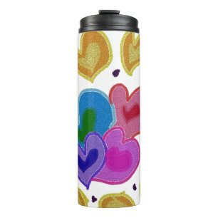 Colourful Hearts Design Thermal Tumbler