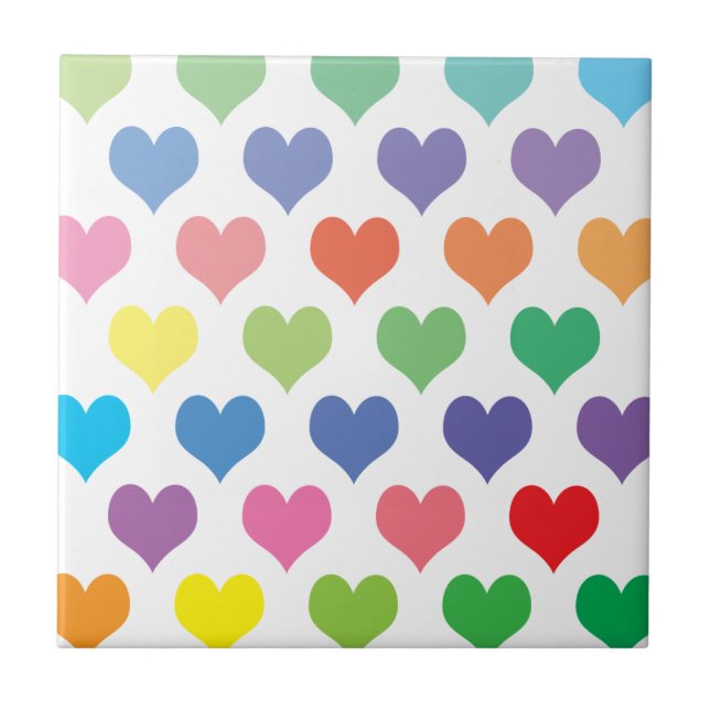 Colourful hearts design tile (Front)