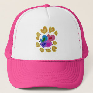 Colourful Hearts Design Trucker Hat