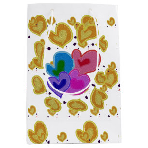 Colourful Hearts Design Valentine's Day Medium Gift Bag