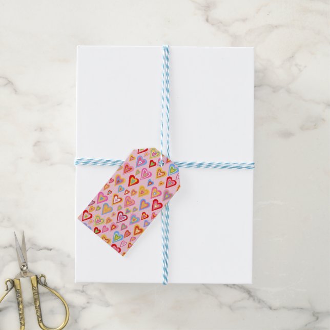 Colourful Hearts  Gift Tags (With Twine)