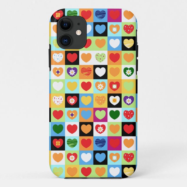 Colourful hearts, iPhone case (Back)