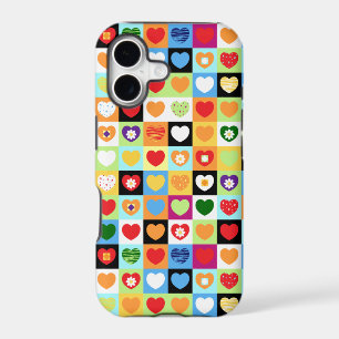 Colourful hearts, iPhone case