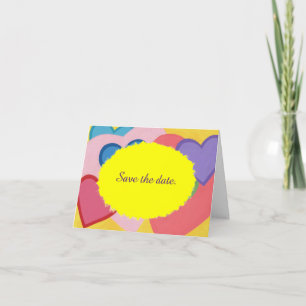 Colourful Hearts Layered Save the date Cards