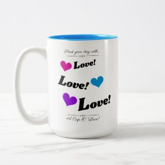 Colourful Hearts Love and Laugh Two-Tone Coffee Mug