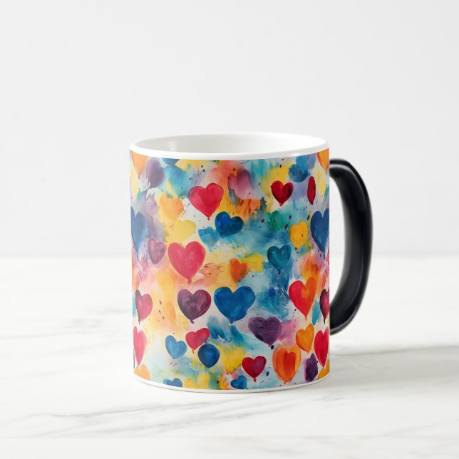 Colourful Hearts Love Seamless Background Magic Mug (Front Right)