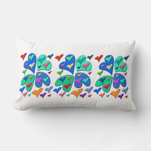 Colourful Hearts Lumbar Cushion (Front)
