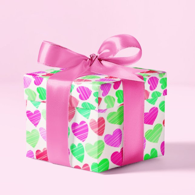 Colourful Hearts Modern Elegant Chic Boho Romantic Wrapping Paper (Creator Uploaded)