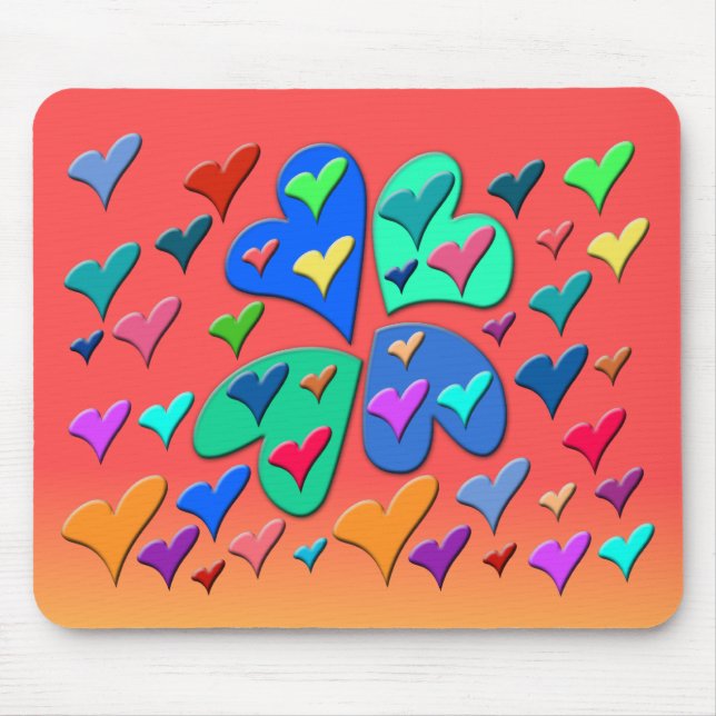 Colourful Hearts Mouse Pad (Front)