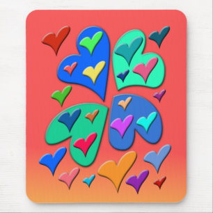 Colourful Hearts Mouse Pad