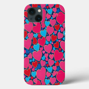 Colourful Hearts Navy Everyday Protection Grip iPhone 13 Case