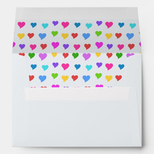 Colourful Hearts on Aqua Haze Envelope (Back (Bottom))