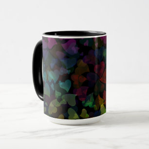 Colourful Hearts on Black Mug