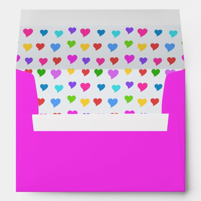 Colourful Hearts on Bright Pink Envelope (Back (Bottom))