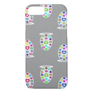 Colourful hearts on white Easter eggs Case-Mate iPhone Case