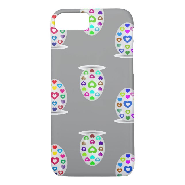 Colourful hearts on white Easter eggs Case-Mate iPhone Case (Back)