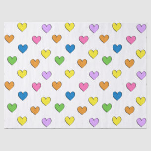 Colourful Hearts on White Tissue Paper