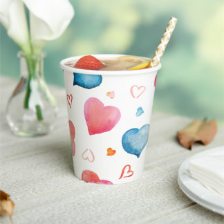 Colourful Hearts Paper Cups