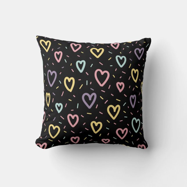 Colourful Hearts Pattern Cushion (Front)