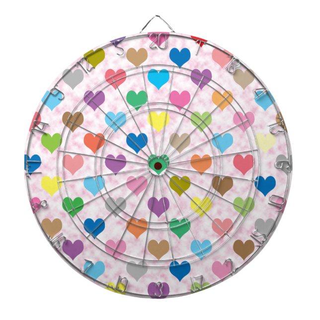 Colourful hearts pattern dartboard (Front)