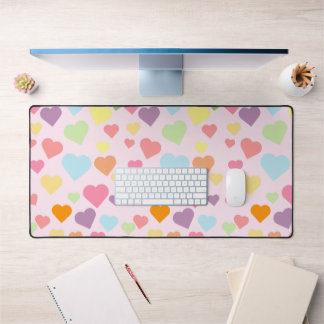 Colourful Hearts Pattern Desk Mat