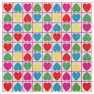 Colourful hearts pattern fabric