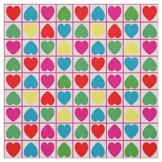Colourful hearts pattern fabric (Swatch)